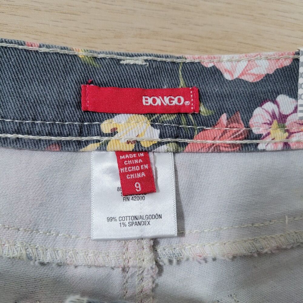 BONGO Booty Shorts Floral Low Rise Mini Size 9 Distressed Cut Off Denim Y2K - Picture 5 of 8